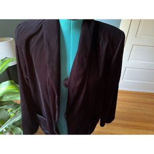 80s Soft + Chic Black Velvet Longline Suit Jacket Large Made in USA